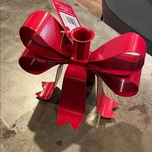 Red Bow Metal Candle Holder